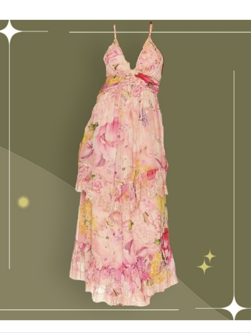 🍋✨ NWT Rococo sand tiered Leona maxi dress size M